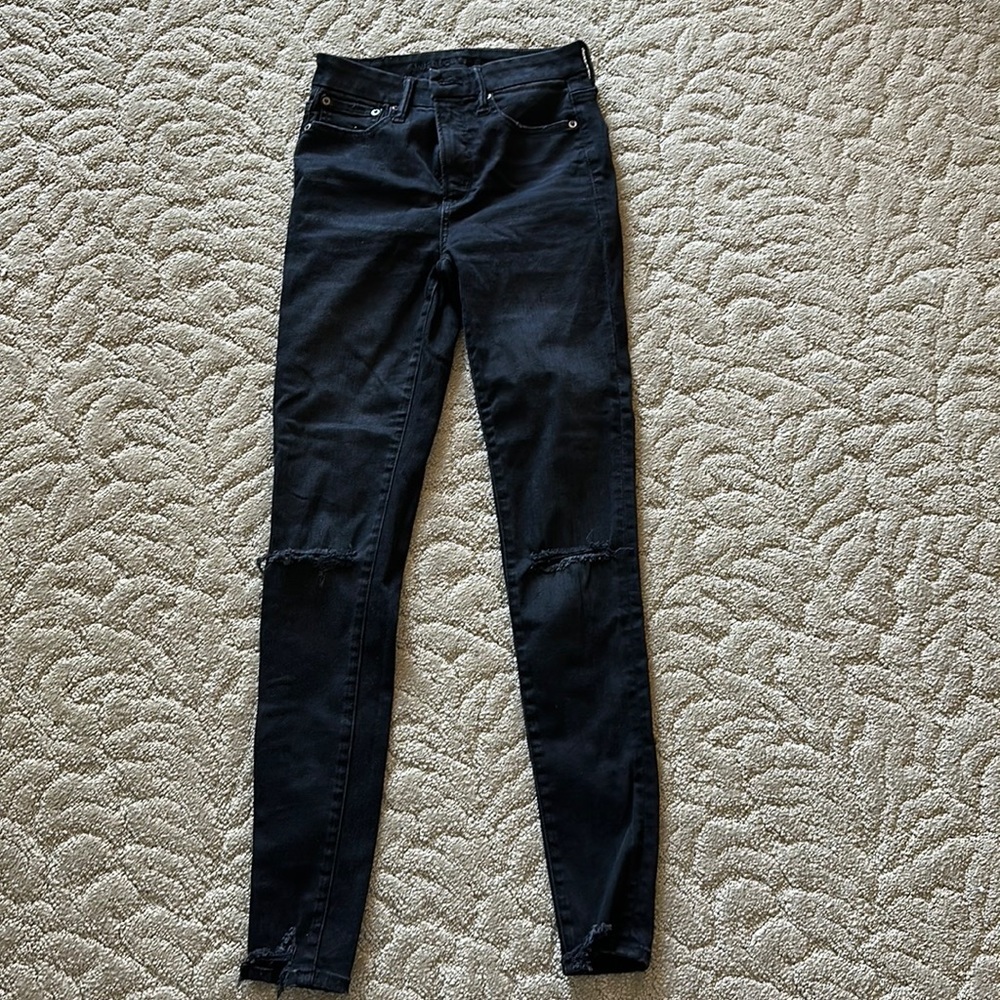 American Eagle 2 Long Distressed Black Jeans